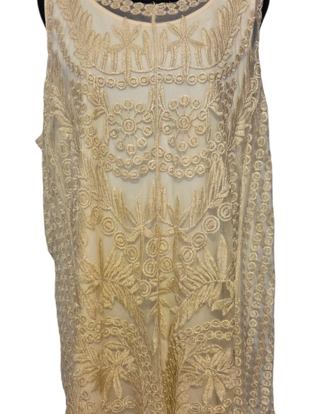 American Rag Cie Champagne Beige Sleeveless Tunic Shimmery Gold Thread Sz 2X NWT